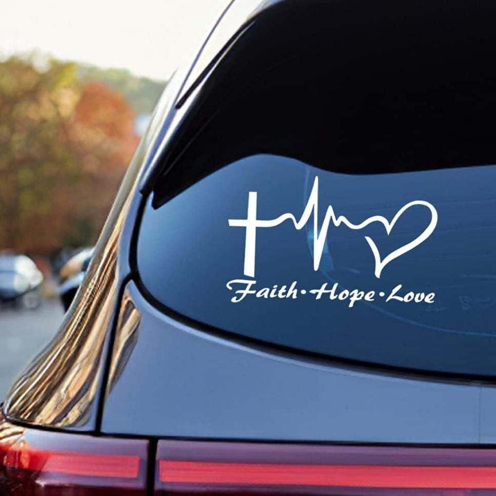 Faith Cross Hope Heartbeat Love Heart Vinyl Graphic Auto Laptop‎ Decal Sticker